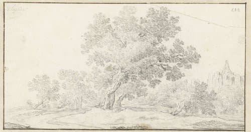 Landschap met ruïne by Salomon van Ruysdael