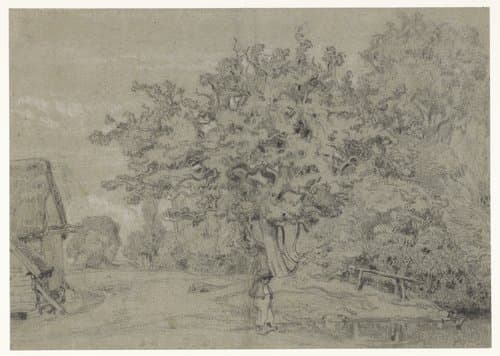 Oude boom bij een boerderij by Constant Troyon