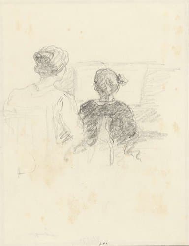 Mevrouw Lebasque en haar dochtertje voor de piano by Henri Lebasque