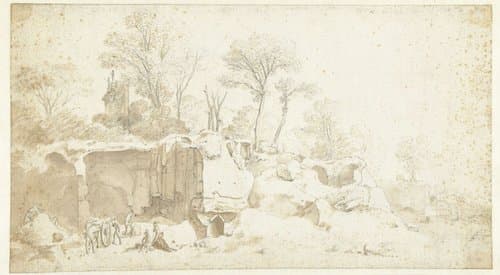 Het uitgraven van antieke ruïnes by Herman van Swanevelt
