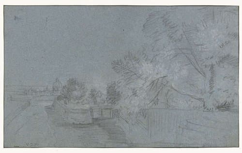 Landschap met een ommuurde tuin by Adam Frans van der Meulen