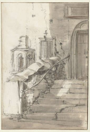 Stairs of the Sint-Elisabeth Gasthuis in Amsterdam by Roelant Roghman