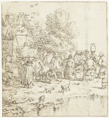 Verkoopscène bij een boerderij by anonymous
