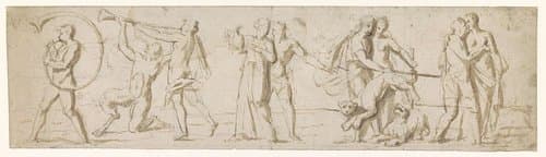Optocht van bacchanten by Nicolas Poussin