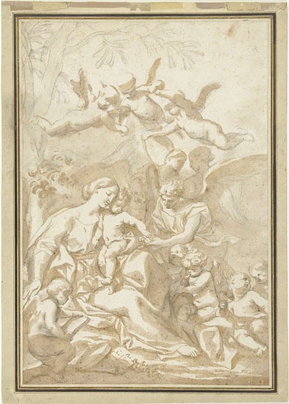 Maria met het Christuskind onder een boom by Domenico I Piola