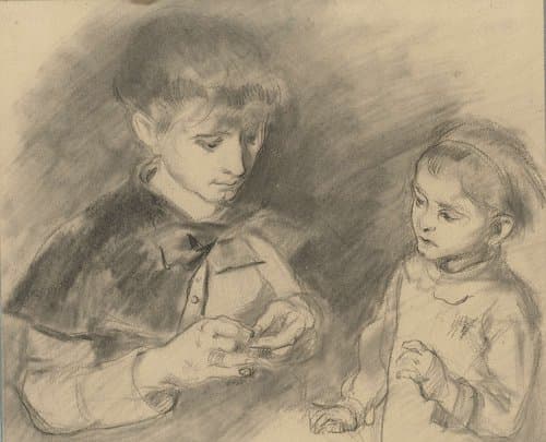 Jongen en meisje, ten halven lijve by Adrien Emmanuel Marie