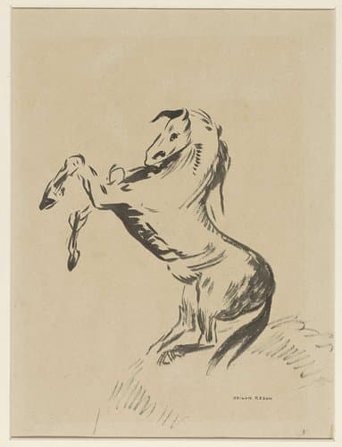 Springend paard op wolken (Pegasus?) by Odilon Redon