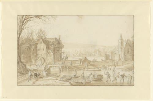 Winterlandschap met ijsvermaak by Abraham de Latombe