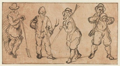 Vier boeren by Jan van Goyen