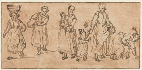 Studies van een vrouw met kind by Jan van Goyen