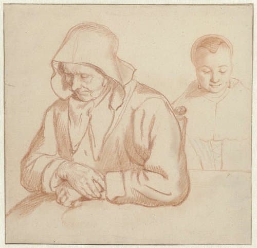 Old Woman Resting and the Head of a Young Woman by Nicolaes Maes