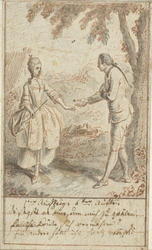 Alexis en Hannchen bij de lindeboom by Daniel Nikolaus Chodowiecki