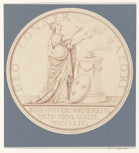 Ontwerp voor een gedenkpenning ter herdenking van het herstel van de Franse koning