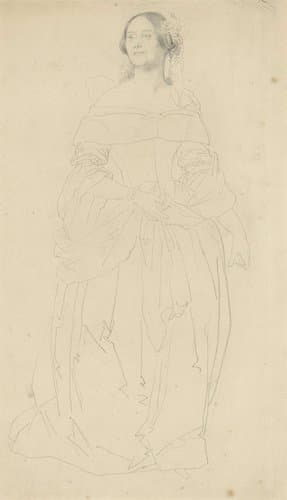 Madame Foy, staande in avondtoilet by Achille Devéria