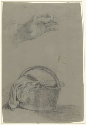 Studie van een hand en een mand by anonymous