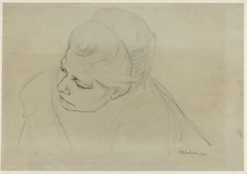 Studie van een voorovergebogen vrouwenfiguur by Max Liebermann