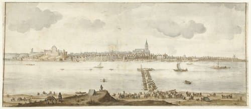 Gezicht op Nijmegen vanover de Waal by anonymous