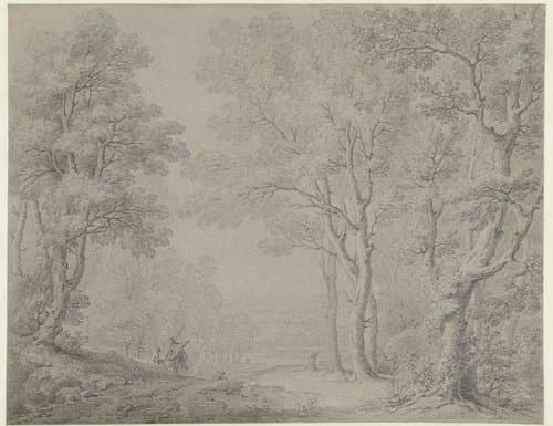 Bosgezicht met figuren op de voorgrond by anonymous