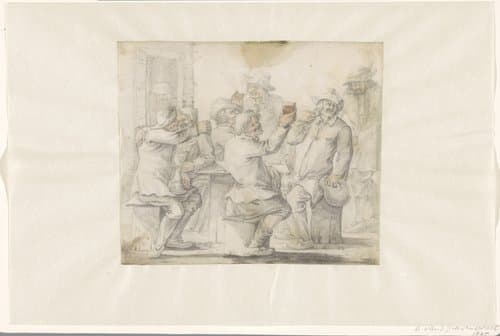 Rokende en drinkende boeren by D. van 's Gravenweert