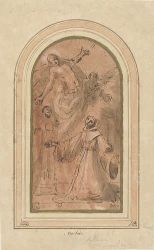 Christus verschijnt aan de zalige Giovanni da San Facondo by Giacomo Cavedone