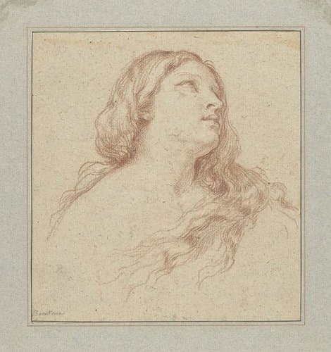Studie voor het hoofd van een Maria Magdalena