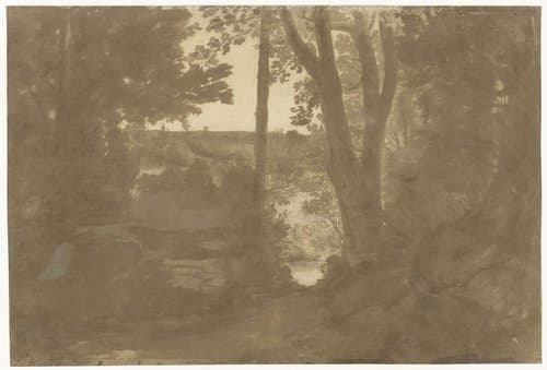 Landschap met doorkijk door bomen by Claude Lorrain
