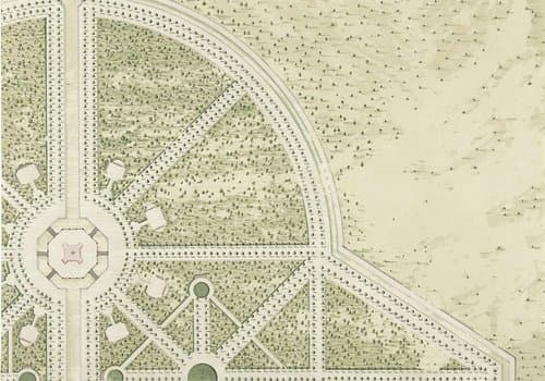 Gedeelte van een plattegrond met tuinaanleg by anonymous