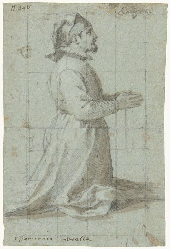 Knielende stichter met een broederschapskap by Domenico Fiasella