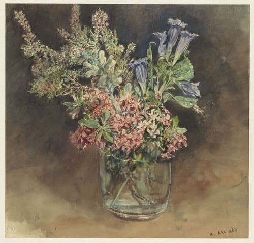 Glas met alpenbloemen by Rudolf von Alt