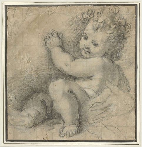 Christuskind met de hand van Maria