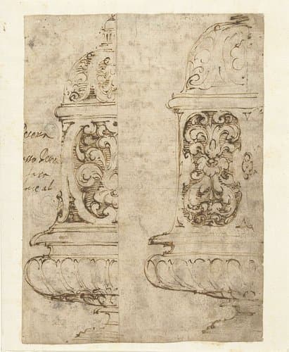 Twee ontwerpen voor een siervaas by anonymous