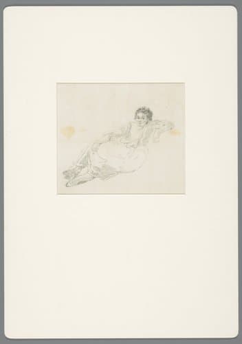 Op de grond zittende boerin by David Alphonse de Sandoz-Rollin