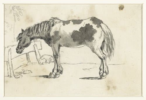 Staand paard en een liggende hond by David Alphonse de Sandoz-Rollin