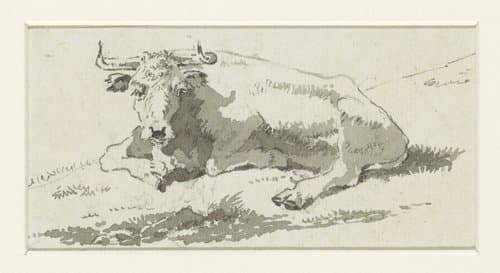 Liggende koe by David Alphonse de Sandoz-Rollin