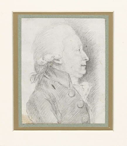 Profielportret van een oudere man met pruik by Augustin de Saint-Aubin