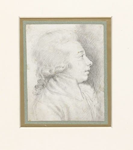 Profielportret van een jonge man met pruik by Augustin de Saint-Aubin