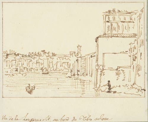 Gezicht op de Tiber in Rome bij de Longara by Victor Jean Nicolle