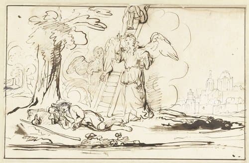 De droom van Jacob by Nicolaes Maes