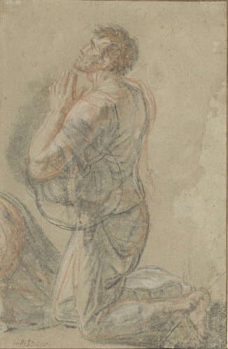 Knielende man, van opzij gezien by Antoine François Callet