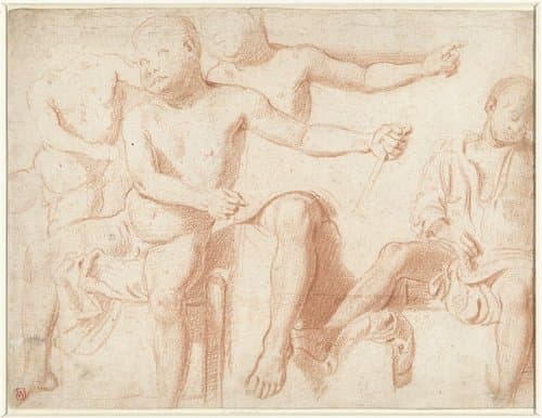 Vier studies van een zittende jongen by anonymous