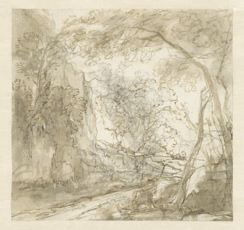 Landschap met weg tussen bomen by Herman van Swanevelt