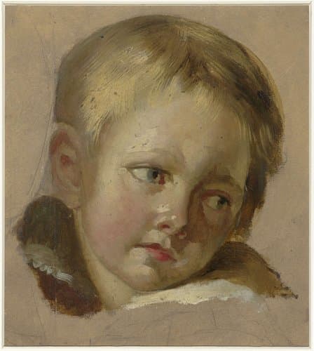 Schets van een kinderkopje met lichtblond haar by Louis-Léopold Boilly