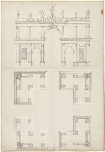 Ontwerp voor een vierkante porticus by Giacomo Leoni