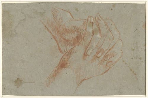 Twee gevouwen handen by Giacomo Cavedone