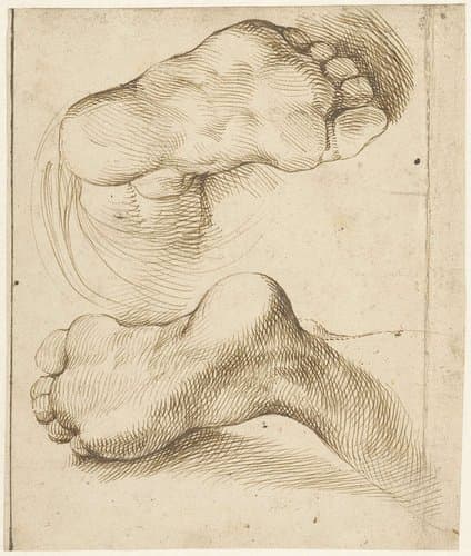 Studie van twee voeten by Agostino Carracci