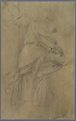 Studie van een grijsaard met opgeheven rechterarm by Carlo Bononi