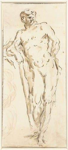 Staande Neptunus met drietand in de rechterhand by Gasparo Diziani