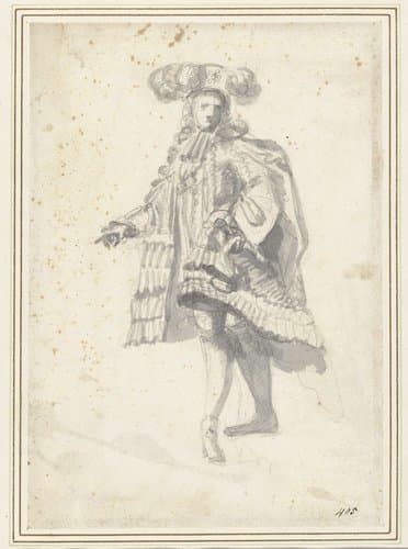 Schets voor de figuur van Willem III (?) by Willem van de Velde (II)
