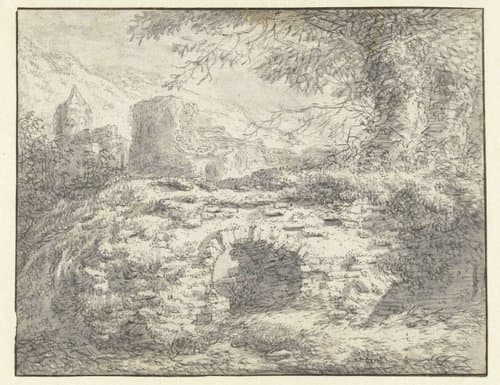 Landschap met een stenen brug