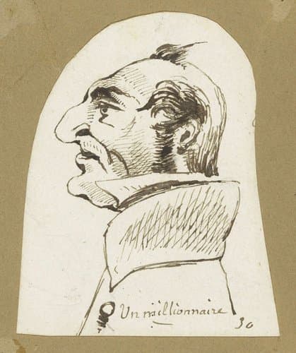 Karikatuur van een man met geprononceerde trekken by Théodule Augustin Ribot
